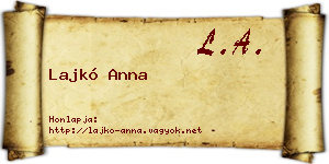Lajkó Anna névjegykártya